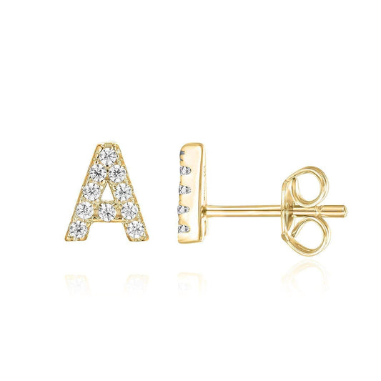 Boucles d'Oreilles en Or Blanc avec Initiale