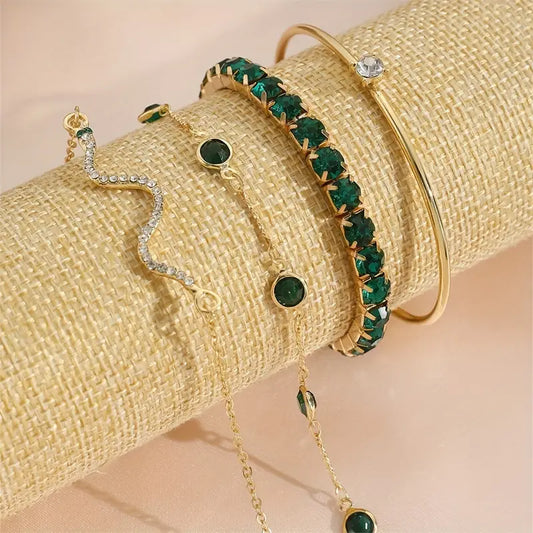 Ensemble de Bracelets Émeraude Pure | Or