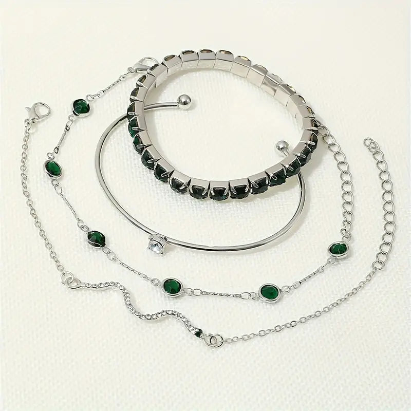 Ensemble de Bracelets Émeraude Pure | Or