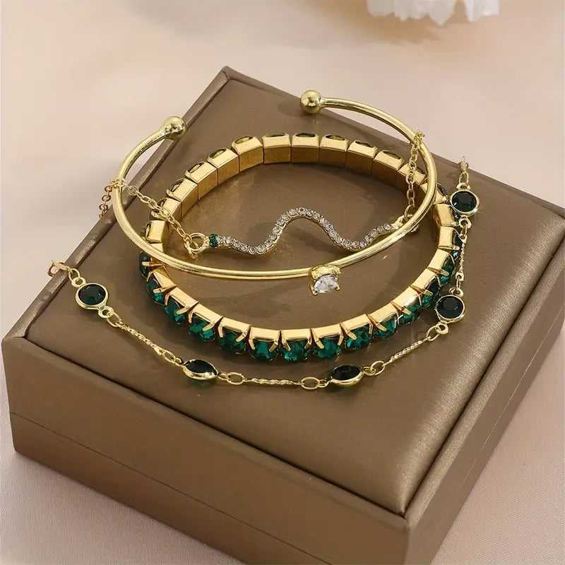 Ensemble de Bracelets Émeraude Pure