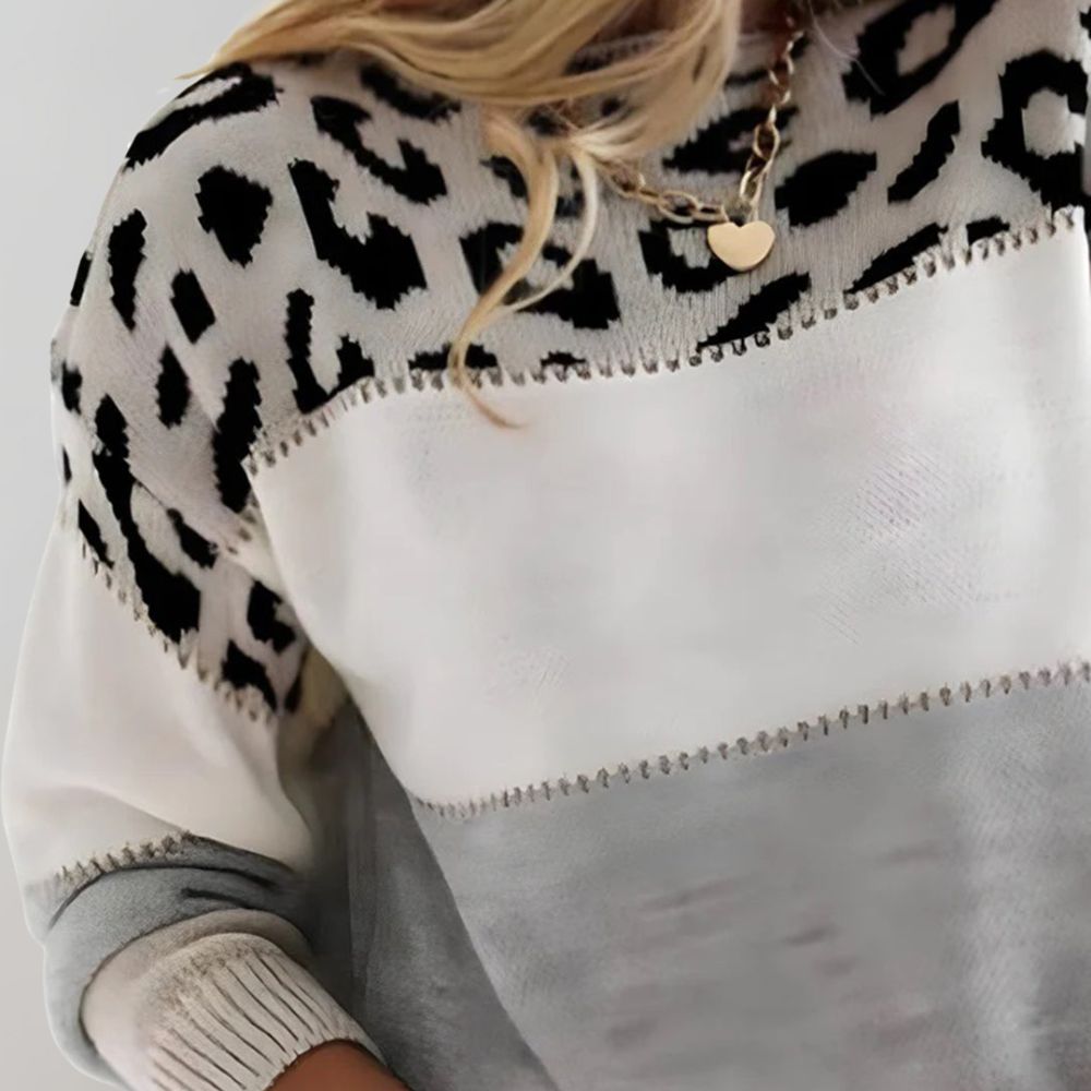 Pull Doux pour Femmes avec Motif Léopard | Pull d'Hiver Chic Coupe Regular