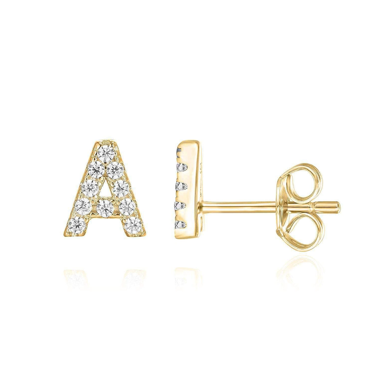 Boucles d'Oreilles en Or Blanc avec Initiale