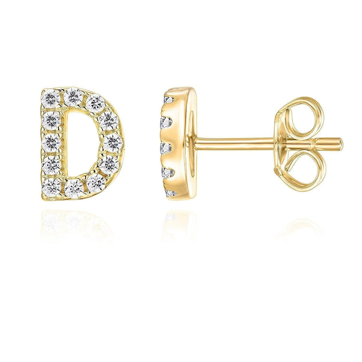 Boucles d'Oreilles en Or Blanc avec Initiale