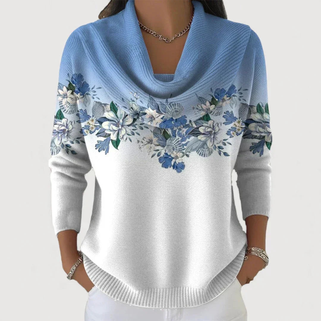 Amore | Pull fleuri avec un col doux