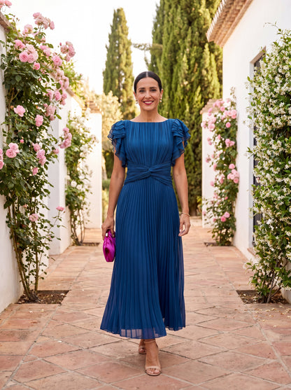 Seraphina | Robe Maxi Plissée Élégante à Taille Nouée