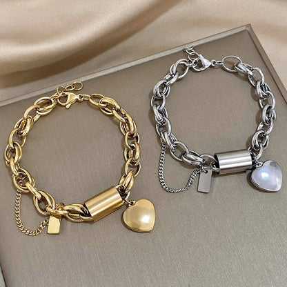 Bracelet Épais avec Cœur | Or