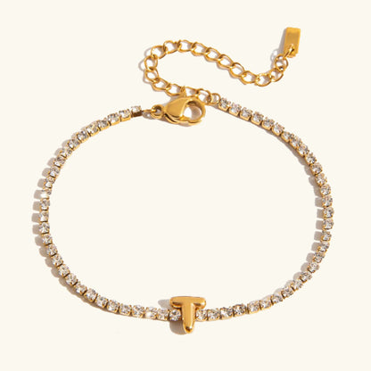 Bracelet Élégant en Or avec Lettre en Bulle