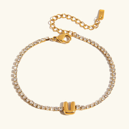 Bracelet Élégant en Or avec Lettre en Bulle
