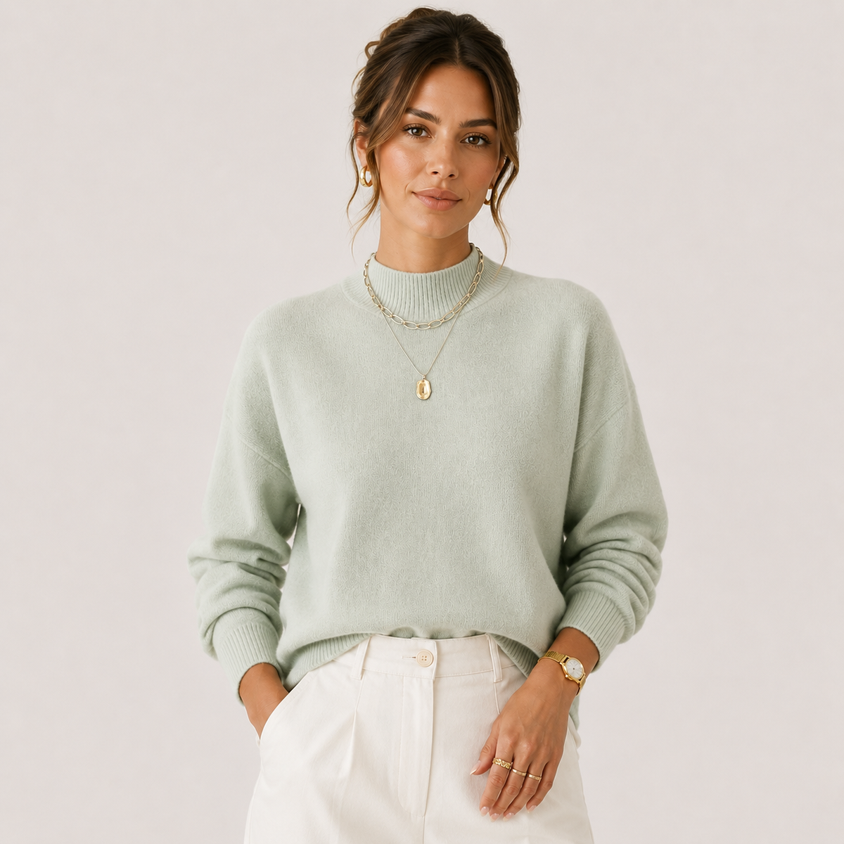 Pull en Tricot à Col Roulé pour Femmes, Confortable et Léger, Pull d'Hiver