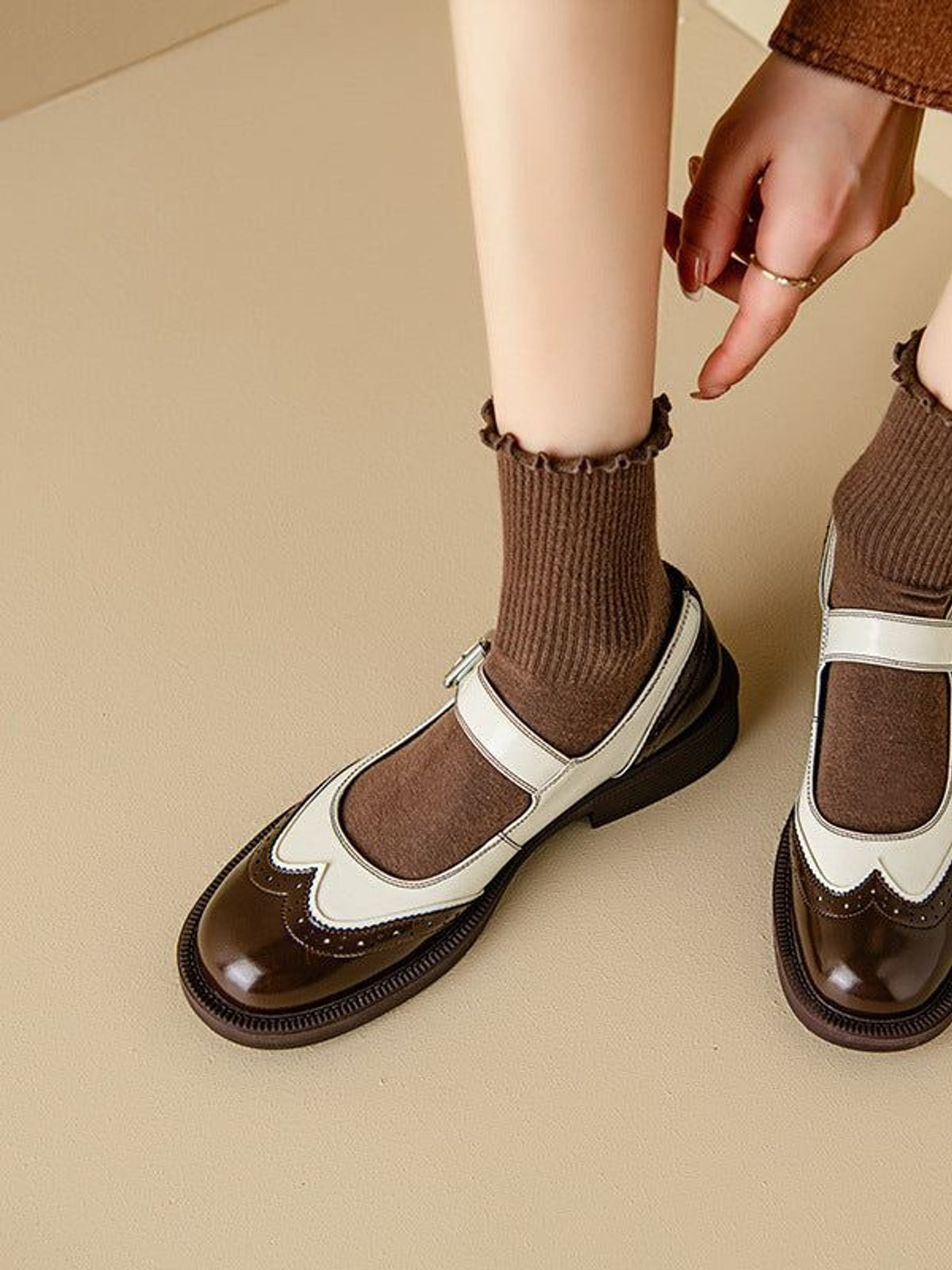 Aurenza - Chaussures Mary Jane femme bicolores