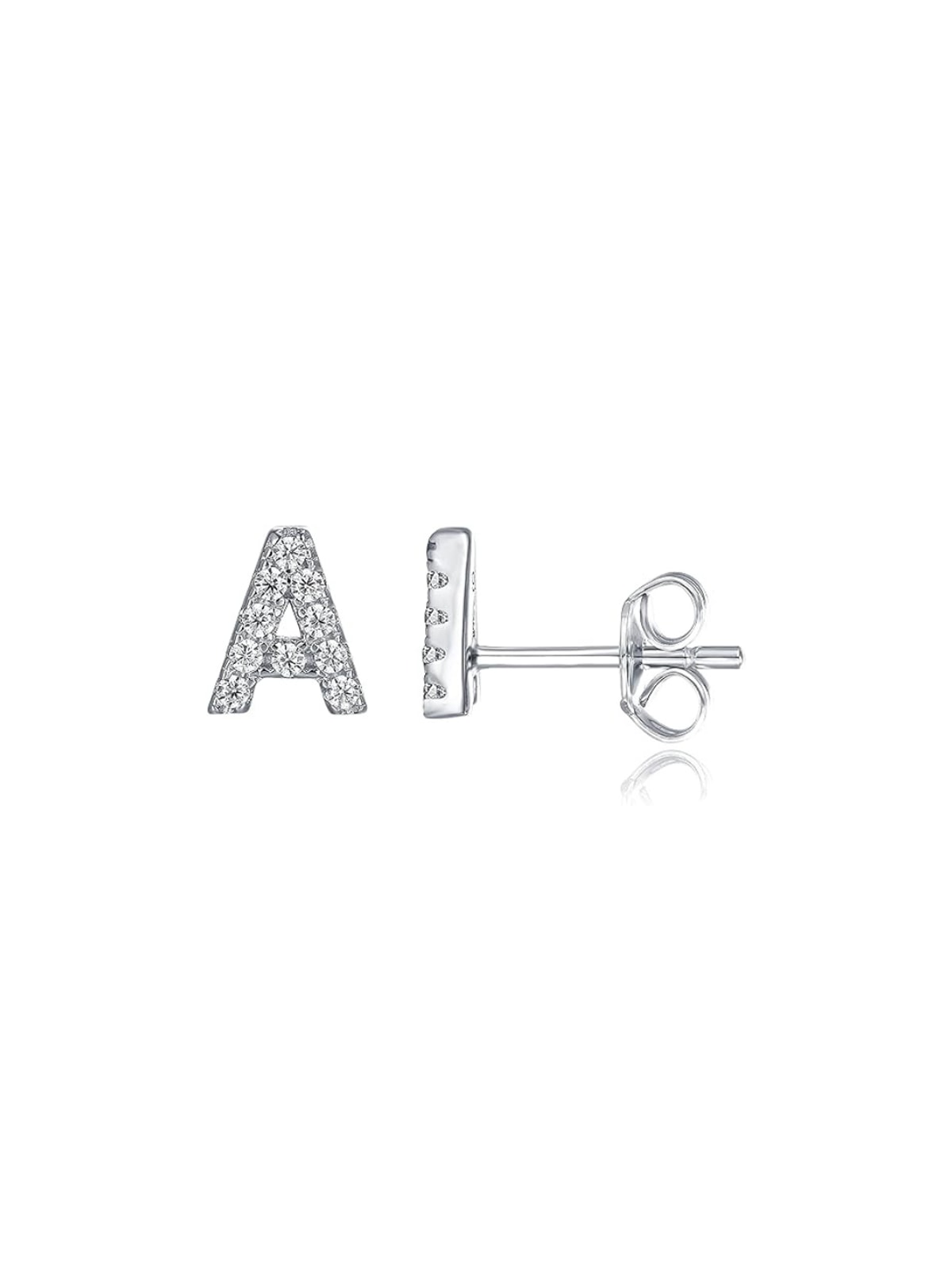 Boucles d'Oreilles en Or Blanc avec Initiale