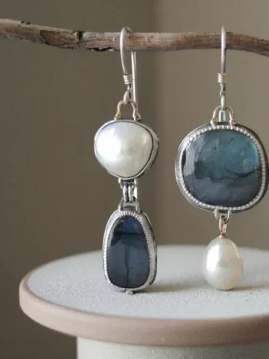 Boucles d'oreilles en pierre bleue naturelle