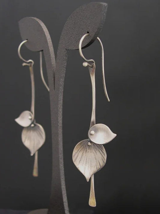 Boucles d'oreilles Feuilles en Argent Vintage