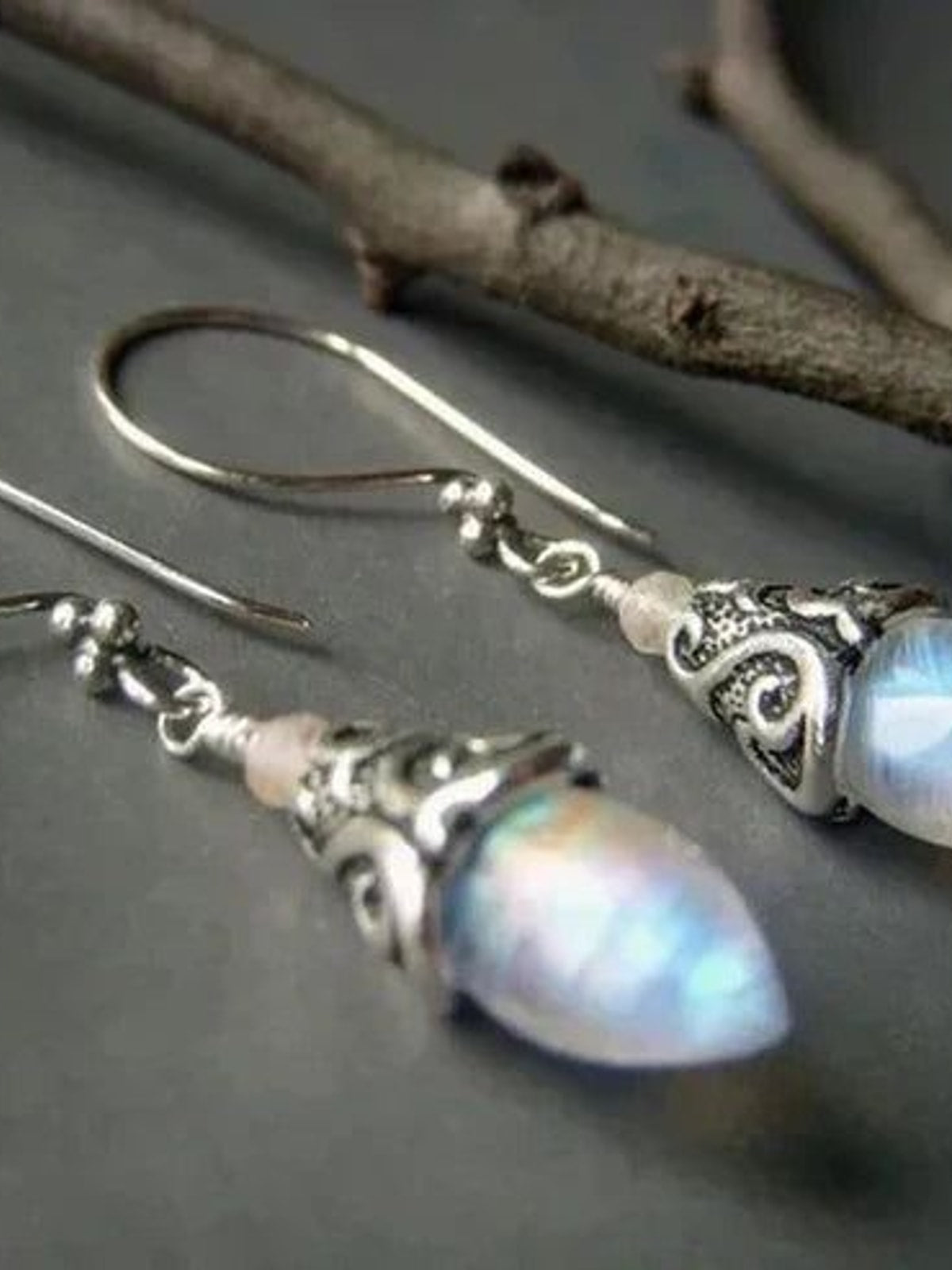 Boucles d'oreilles Moon Crystal en argent