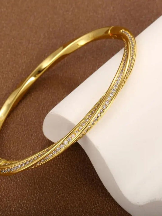 Bracelet en cristal élégant avec deux rangées en or