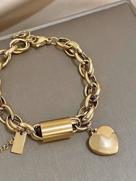 Bracelet Épais avec Cœur | Or