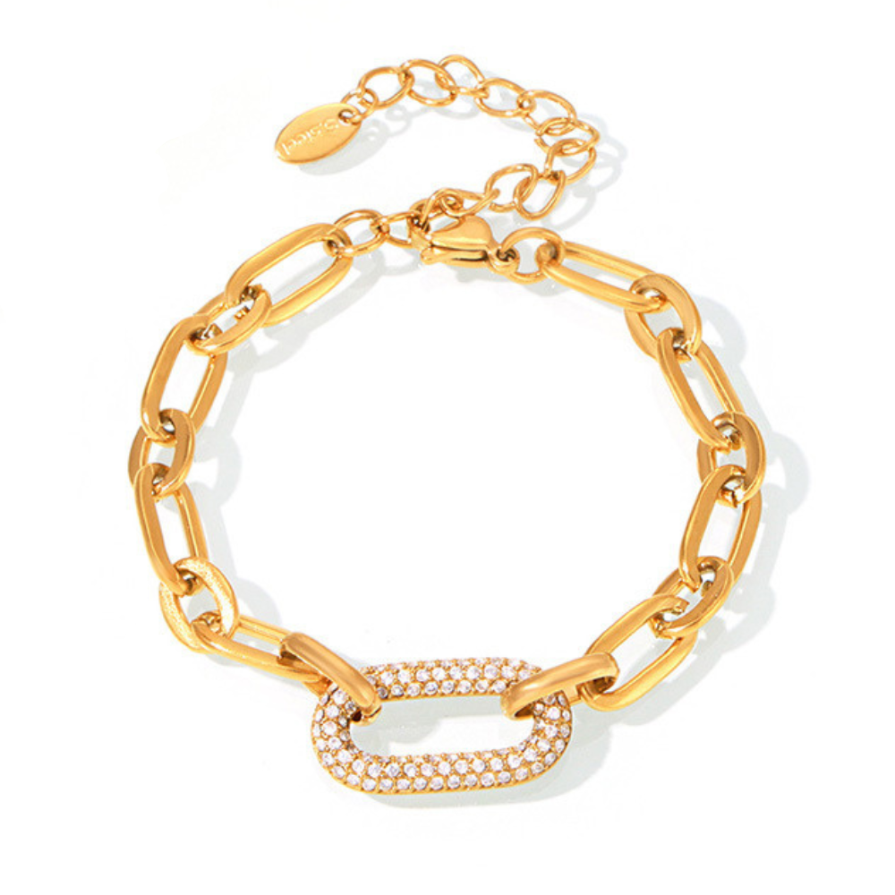 Ensemble de Bijoux Chaîne Maillon Pavé | Or