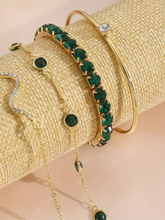 Ensemble de Bracelets Émeraude Pure | Or