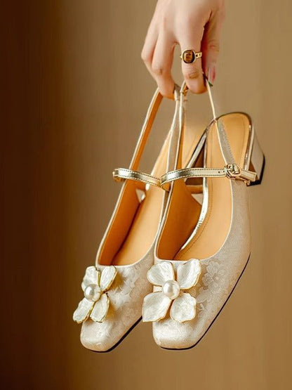 Genine - Escarpins slingback femme à talon bloc