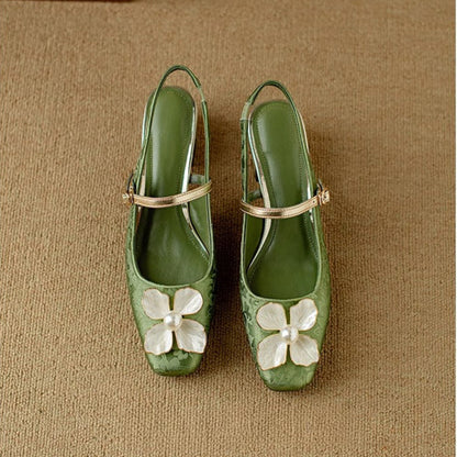 Genine - Escarpins slingback femme à talon bloc