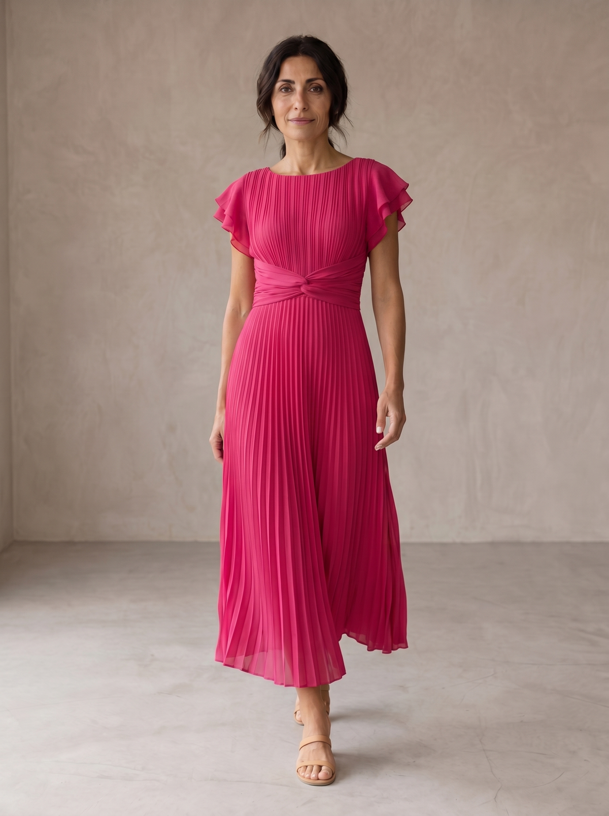 Seraphina | Robe Maxi Plissée Élégante à Taille Nouée