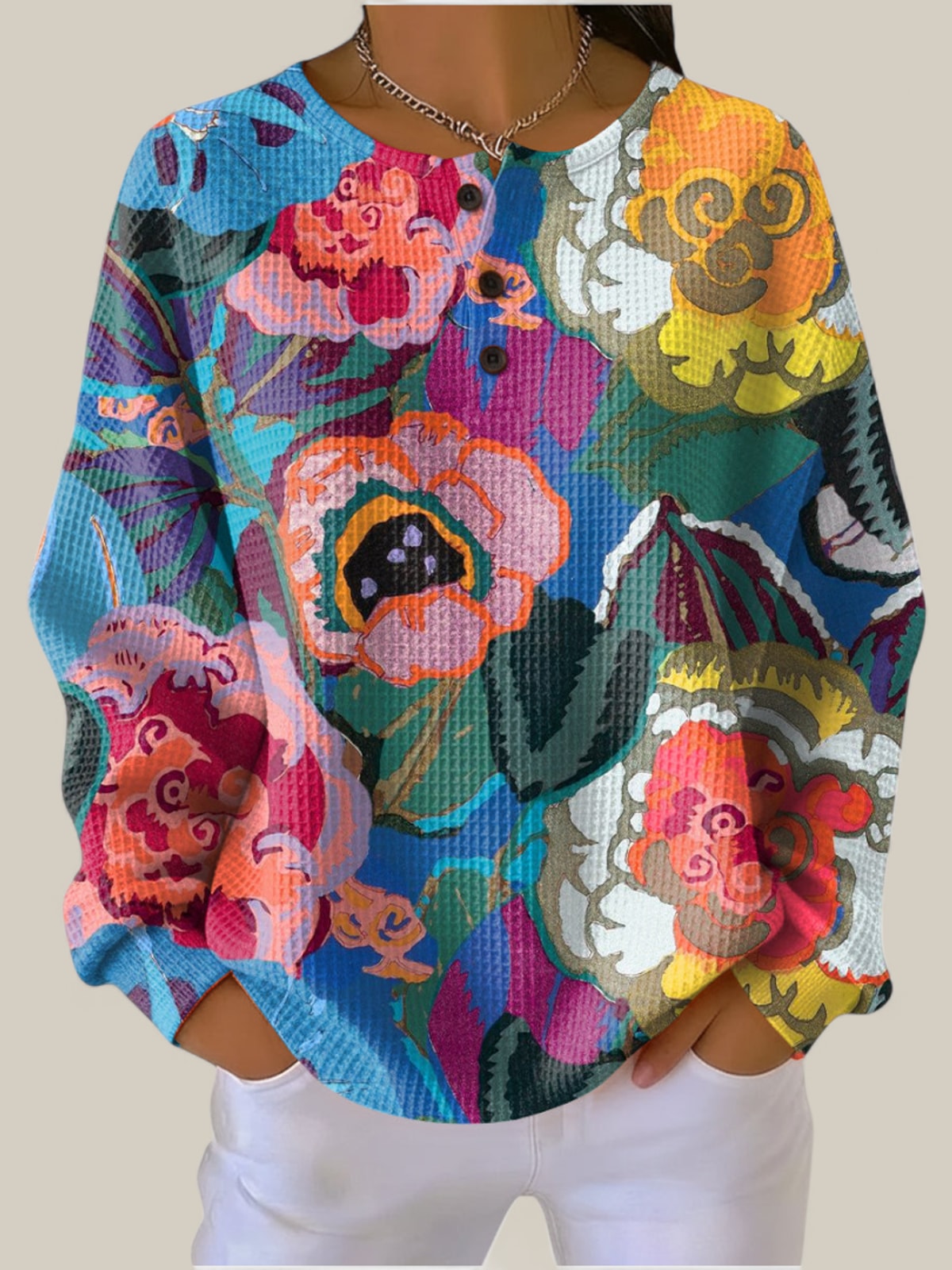 Ida - Pull à grandes fleurs colorées