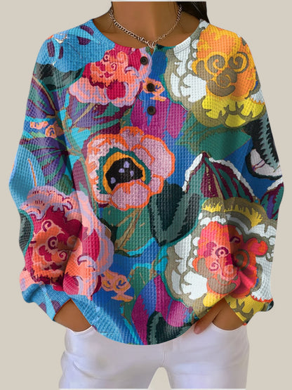 Ida - Pull à grandes fleurs colorées