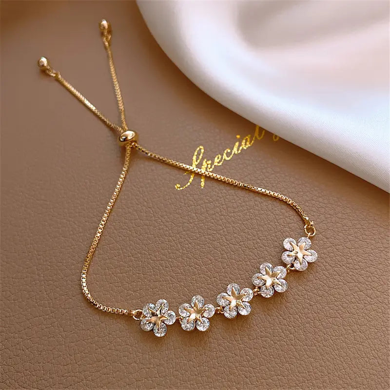 Bracelet Marguerite en Cristal Doré