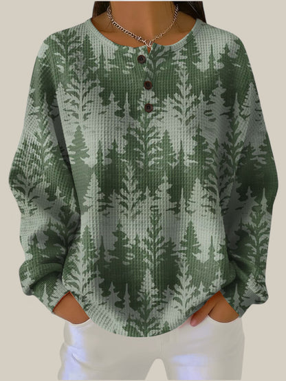 Inès - Pull vert à motif sapin classique