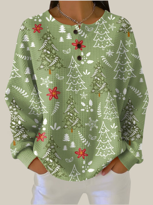 Ingrid - Pull vert à motif sapin de Noël