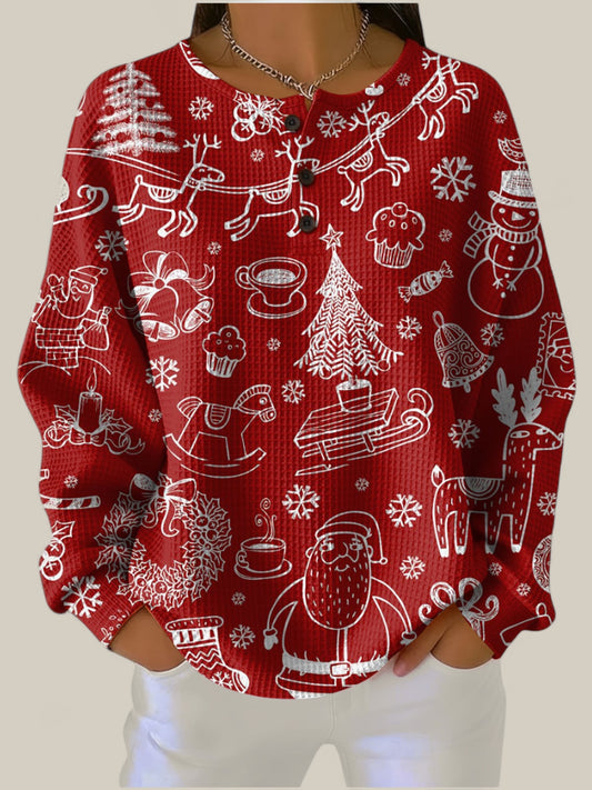 Karla - Pull rouge à motif nordique de Noël