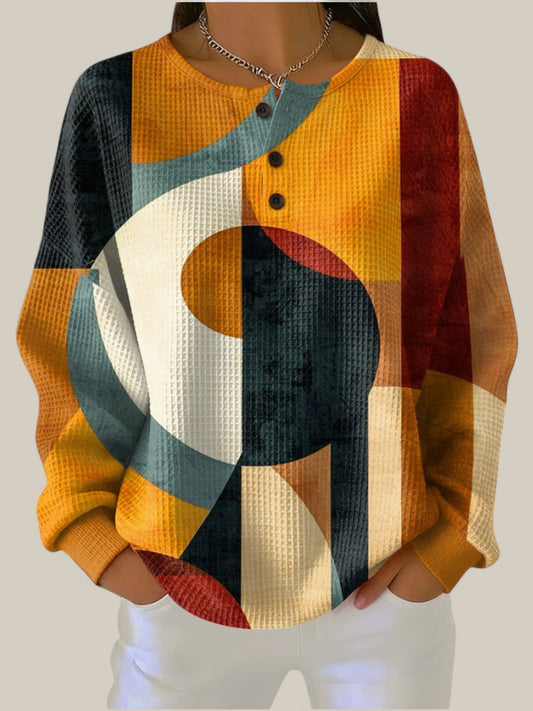 Léa - Pull à motif rétro géométrique