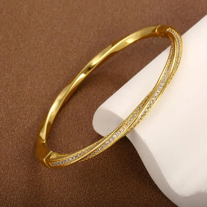 Bracelet en cristal élégant avec deux rangées en or