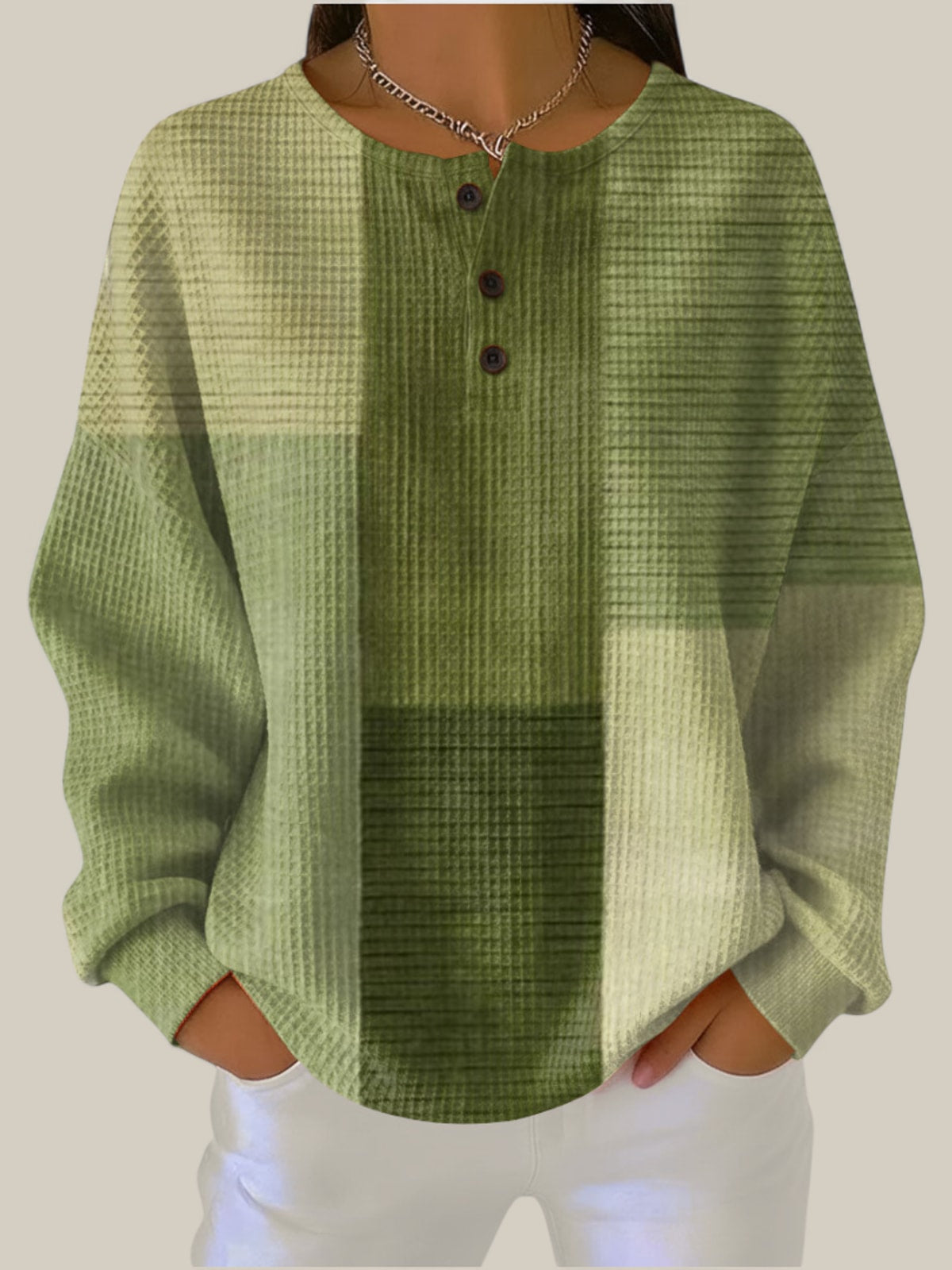 Nora - Pull vert olive à blocs de couleur