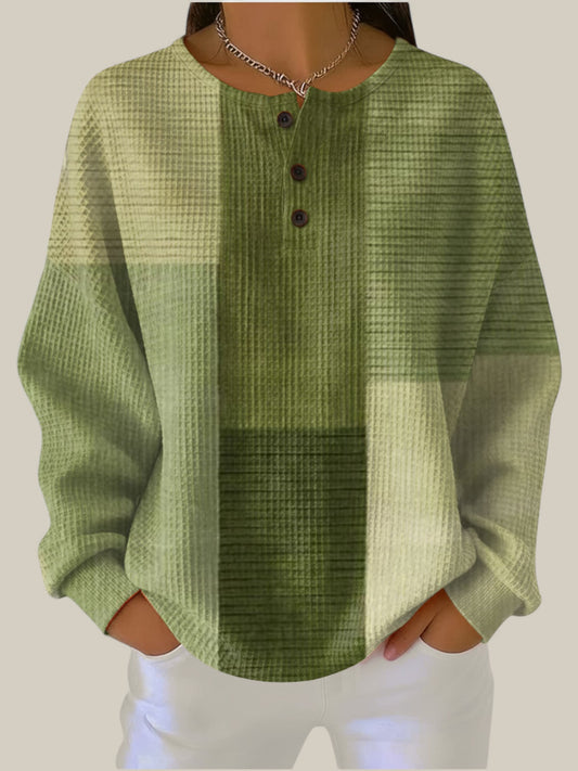 Nora - Pull vert olive à blocs de couleur