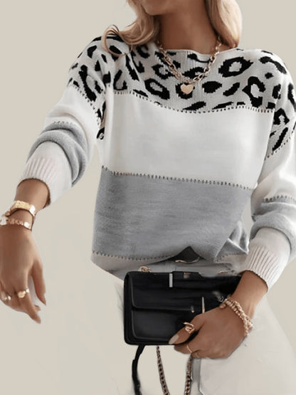 Pull Doux pour Femmes avec Motif Léopard | Pull d'Hiver Chic Coupe Regular