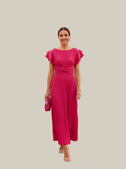 Seraphina | Robe Maxi Plissée Élégante à Taille Nouée