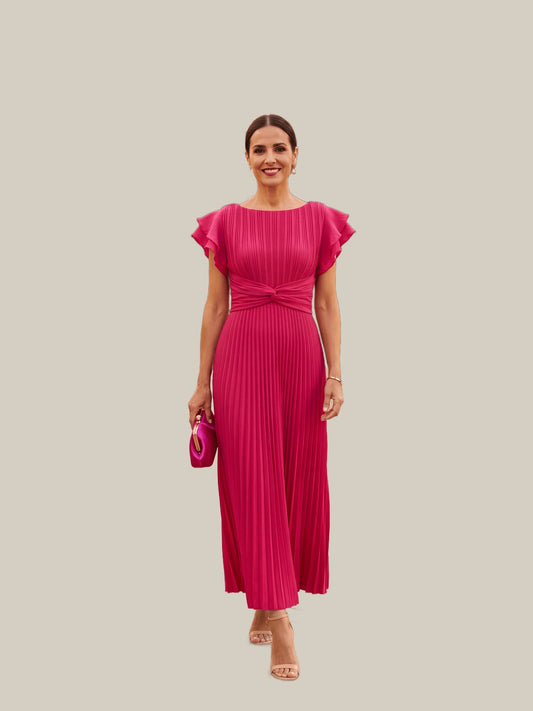 Seraphina | Robe Maxi Plissée Élégante à Taille Nouée
