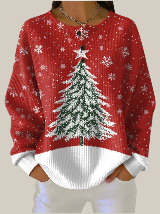 Sofia - Pull rouge à motif sapin de Noël